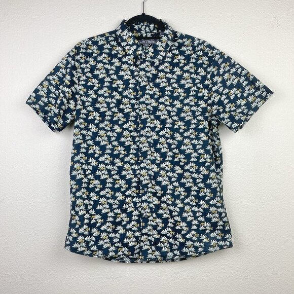 Slate & Stone Men's Medium Short Sleeve Button Down Shirt Top Tiger Agave Black - Picture 1 of 14